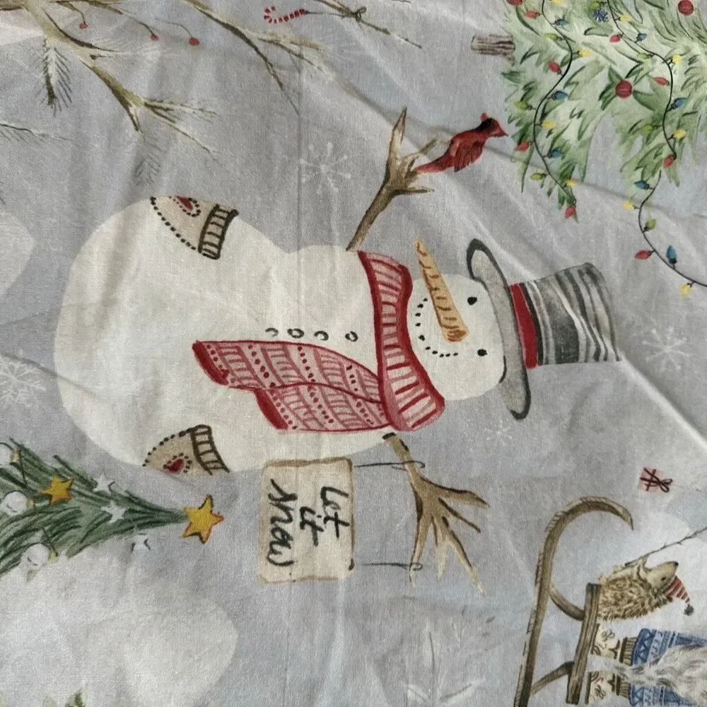 Pottery Barn SNOW DAY GNOME QUEEN / Full Duvet Cover CHRISTMAS SNOWMAN